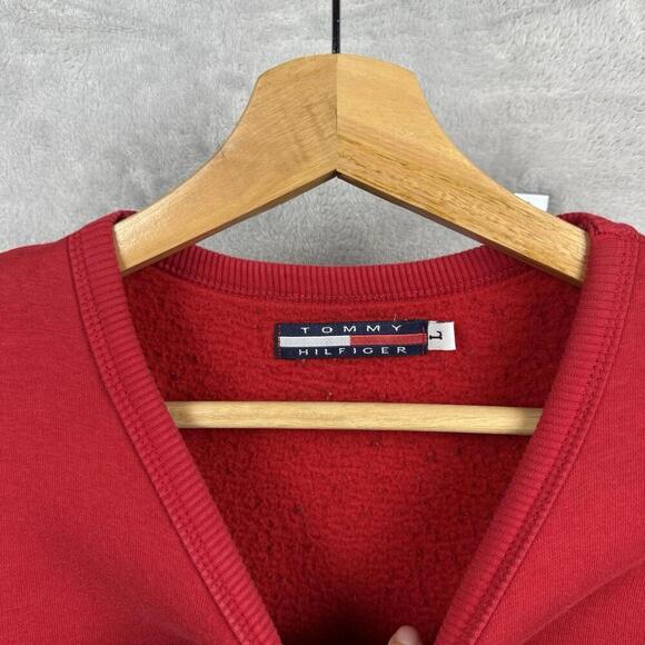 Tommy Hilfiger x Marvel Captain America Red V-Neck Sweatshirt Wmns Size L VTG - Picture 4 of 9